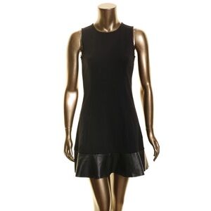 Michael Kors Black Sleeveless Dress with Faux Leather